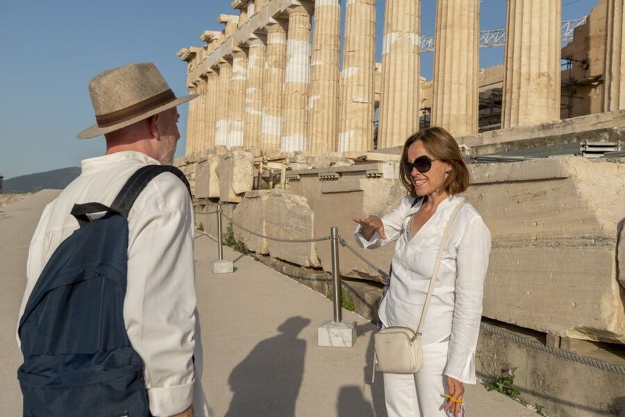 Acropolis & Acropolis Museum PRIVATE Expert led Guided Tour - Descending past the Odeon of Herodes Atticus