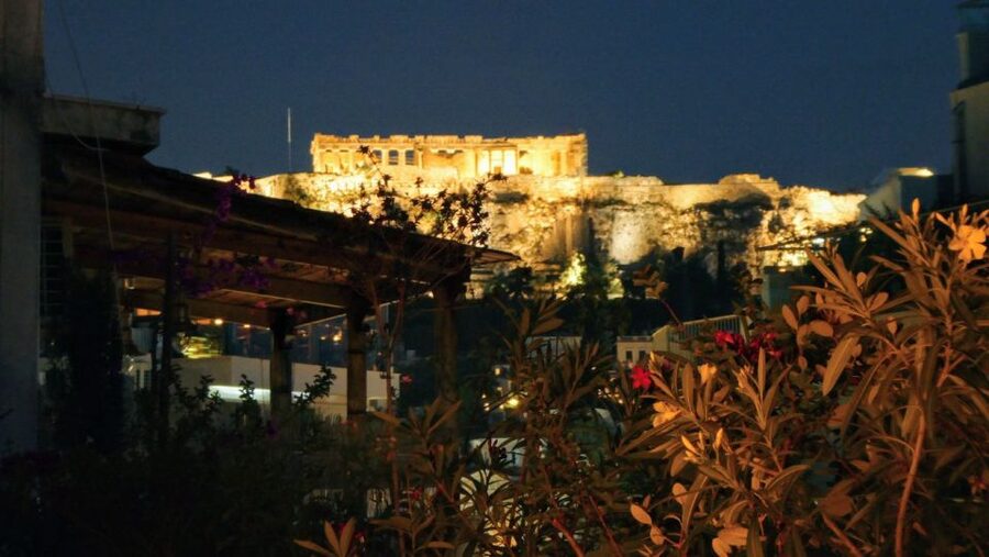 Athens: 7-Course Dinner and Wine Pairing with Acropolis View - A rooftop table above Monastiraki