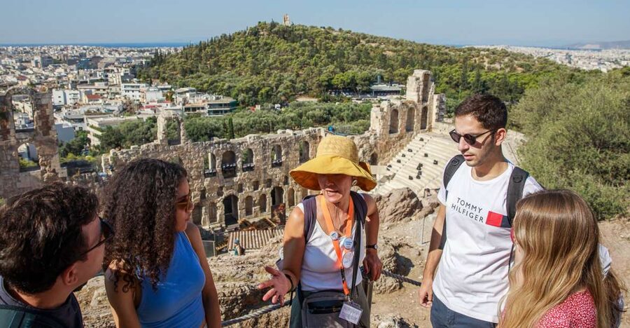 Athens: Acropolis Guided Tour and Old Town Food Tasting - Stop at Areopagus before heading downhill