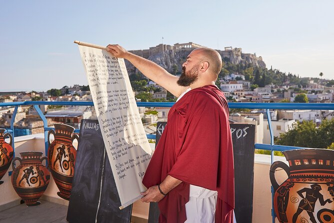 Athens: Ancient Greek Theatre Murder Mystery Experience - The rooftop setting and Acropolis views