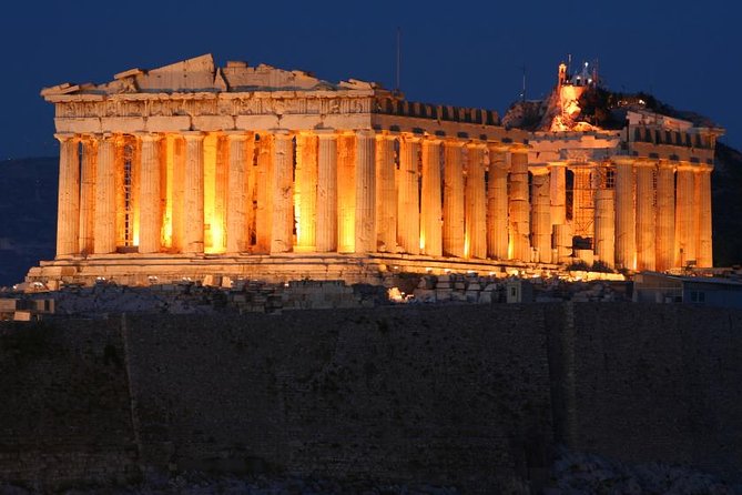 Athens Night Sightseeing Tour with Greek Dinner Show - Athens by coach, with a brief stop at the Acropolis
