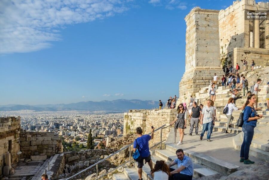 Athens: The Acropolis Walking Group Tour with a French Guide - Reaching the Parthenon and the Athens view